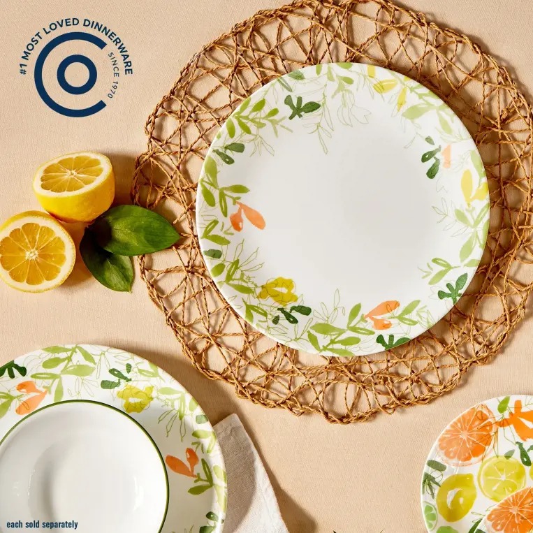 צלחת מנה עיקרית 26.5 ס"מ דגם Contemporary Fruit מבית Corning Corelle תוצרת ארצות הברית