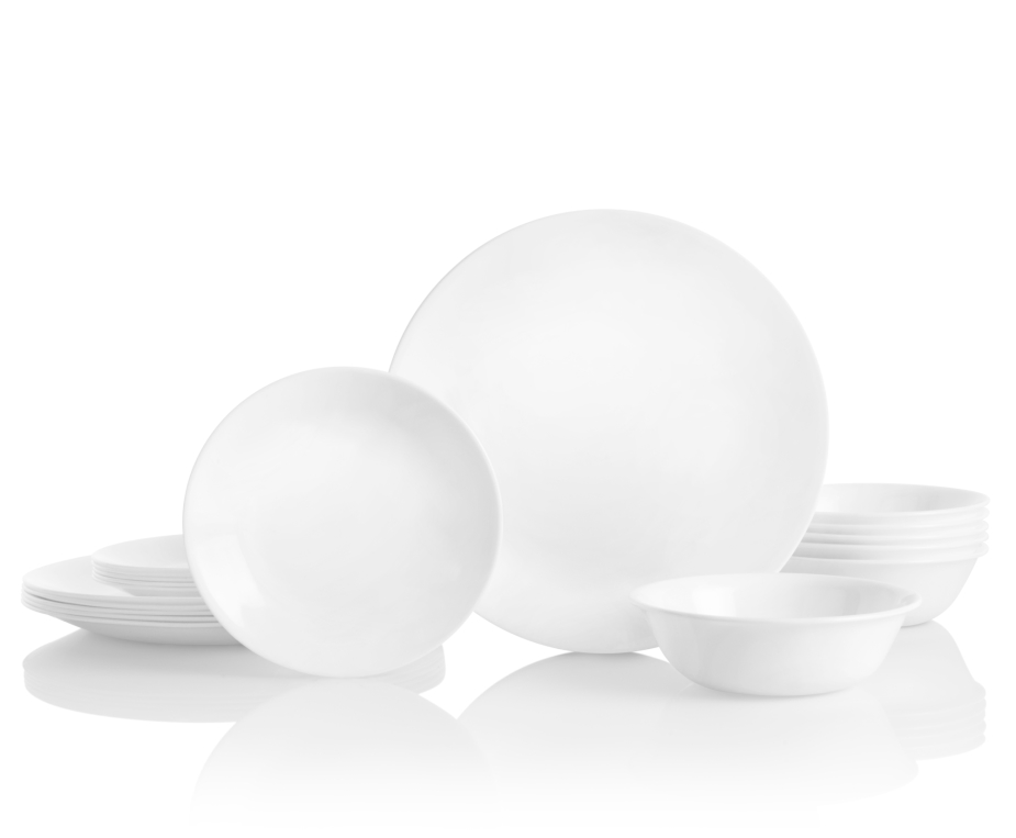 סט 18 חלקים צלחת עוגה, Winter Frost White  מבית Corning Corelle תוצרת ארצות הברית