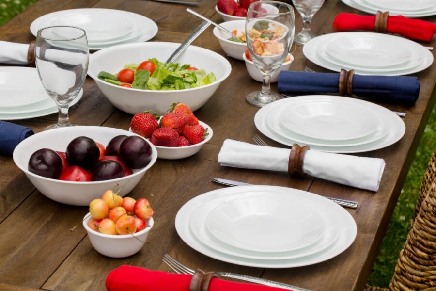 סט 18 חלקים צלחת עוגה, Winter Frost White  מבית Corning Corelle תוצרת ארצות הברית