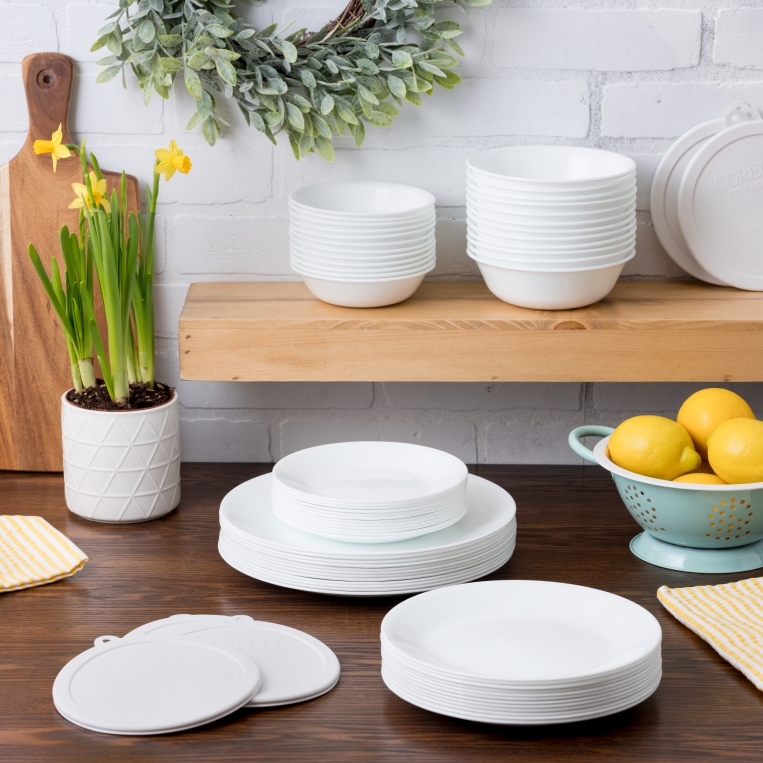 סט 18 חלקים צלחת עוגה, Winter Frost White  מבית Corning Corelle תוצרת ארצות הברית