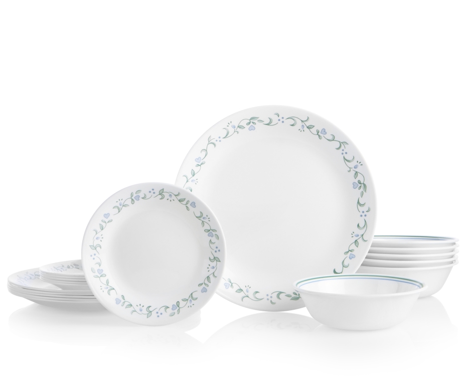 סט 18 חלקים צלחת עוגה, Country Cottage  מבית Corning Corelle תוצרת ארצות הברית