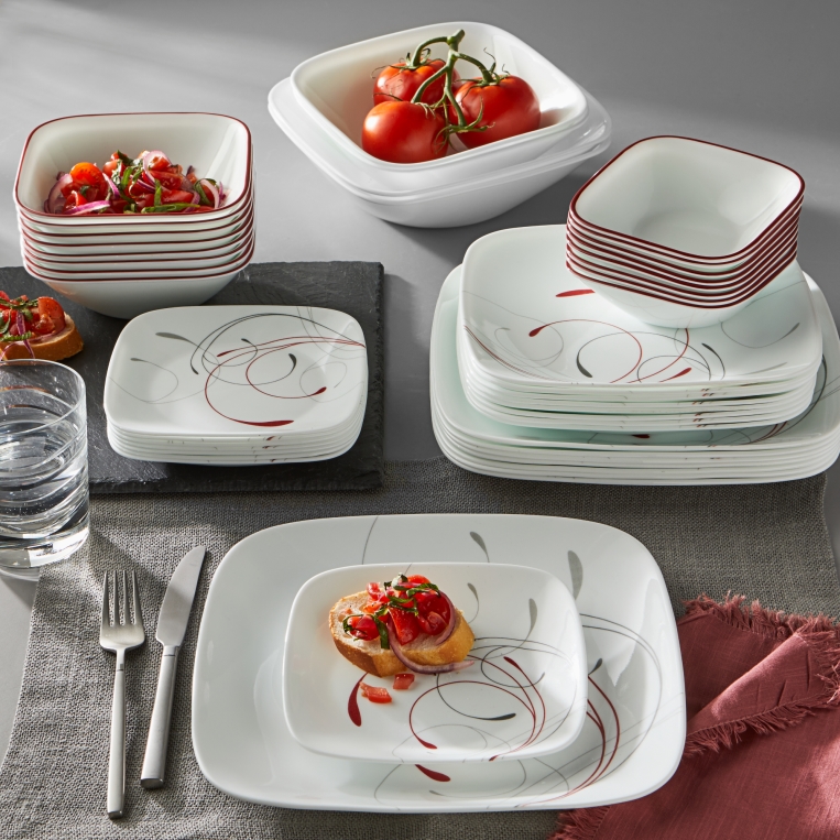 סט 18 חלקים, Splendor Square  מבית Corning Corelle תוצרת ארצות הברית