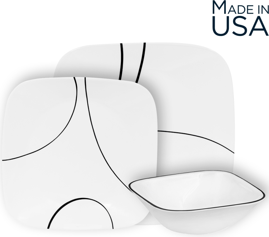 סט 18 חלקים, Simple Lines מבית Corning Corelle תוצרת ארצות הברית