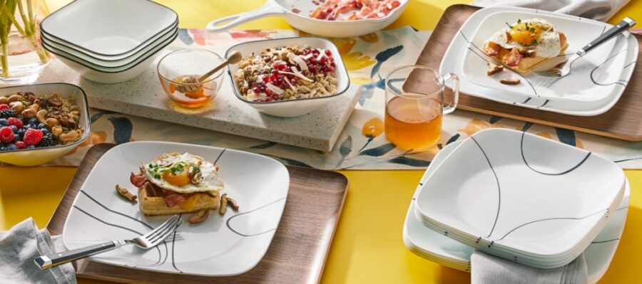 סט 18 חלקים, Simple Lines מבית Corning Corelle תוצרת ארצות הברית