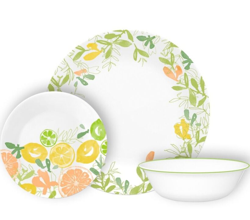 סט צלחות 18 חלקים , Contemporary Fruit מבית Corning Corelle תוצרת ארצות הברית