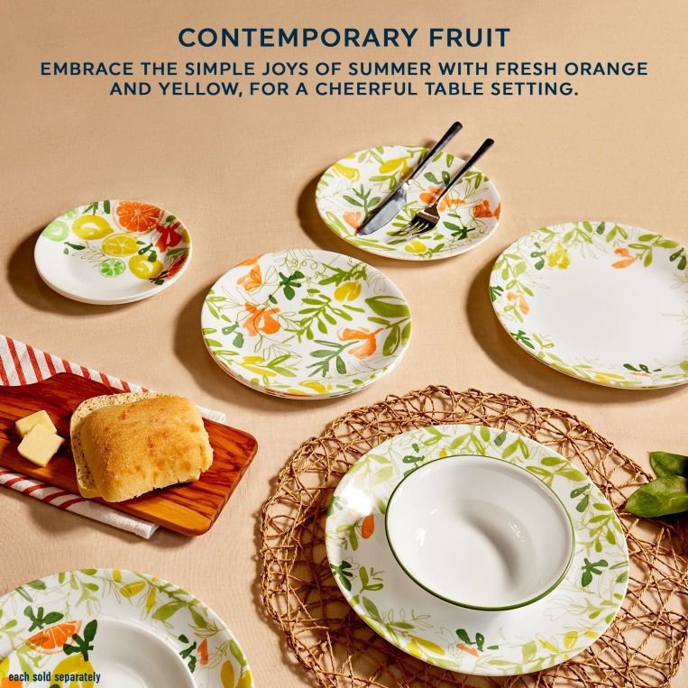 סט צלחות 18 חלקים , Contemporary Fruit מבית Corning Corelle תוצרת ארצות הברית