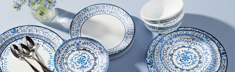 סט צלחות 18 חלקים, Spring Blossom Green מבית  Corning Corelle תוצרת ארצות הברית