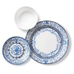 סט צלחות 18 חלקים, Spring Blossom Green מבית  Corning Corelle תוצרת ארצות הברית