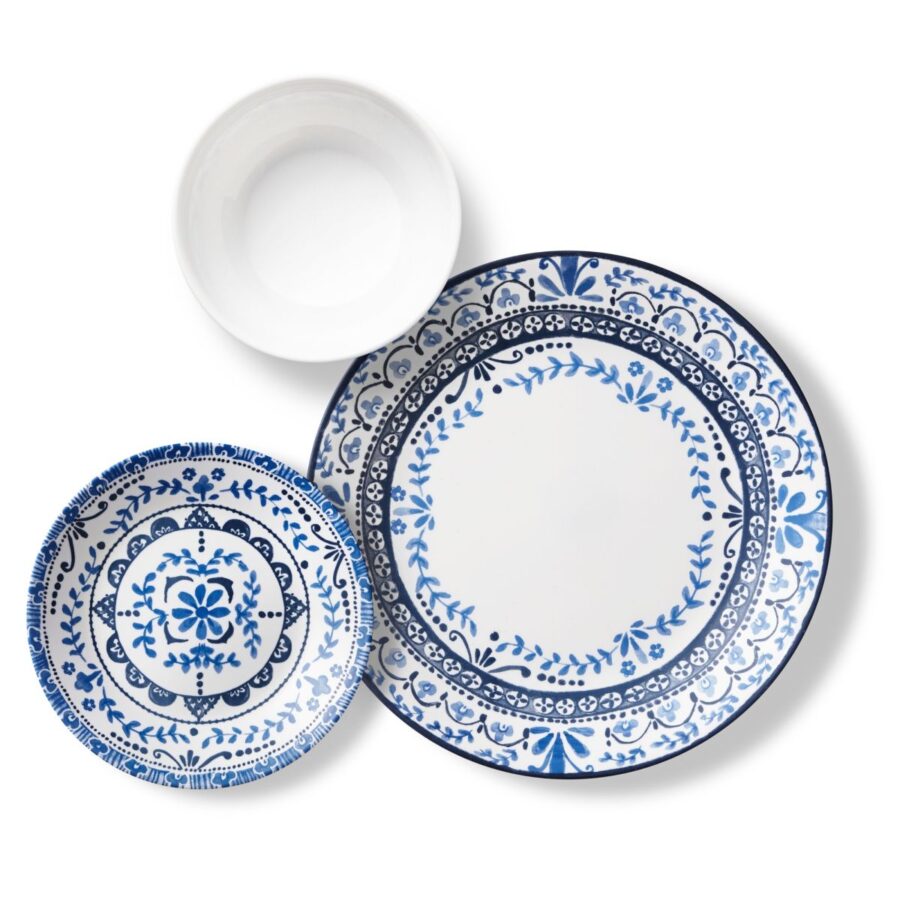 סט צלחות 18 חלקים, Spring Blossom Green מבית  Corning Corelle תוצרת ארצות הברית