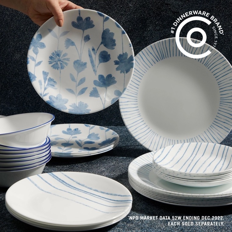 צלחת מנה ראשונה פרחים 21.5 ס"מ  Botanical מבית Corning Corelle תוצרת ארצות הברית