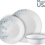 סט 18 חלקים, Indigo Speckle מבית Corning Corelle תוצרת ארצות הברית