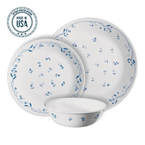 סט 18 חלקים, Provincial Blue  מבית Corning Corelle תוצרת ארצות הברית