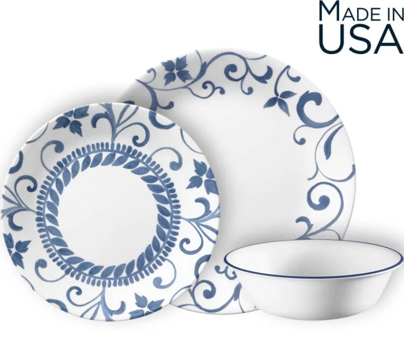 סט צלחות 12 חלקים, Artemis מבית Corning Corelle תוצרת ארצות הברית