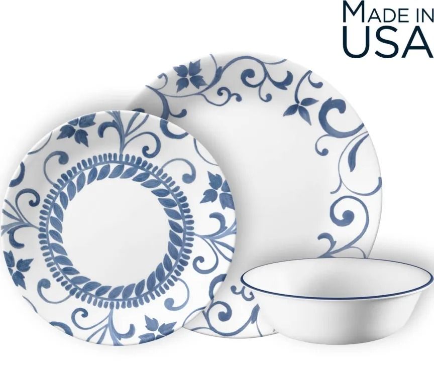 סט צלחות 12 חלקים, Artemis מבית Corning Corelle תוצרת ארצות הברית