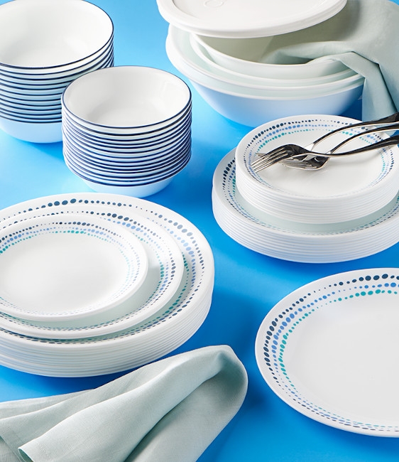 סט צלחות 24 חלקים, Ocean Blues מבית Corning Corelle תוצרת ארצות הברית