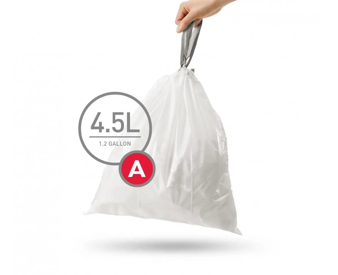 30 שקיות מסוג A, לפח 4.5 ל’ simplehuman