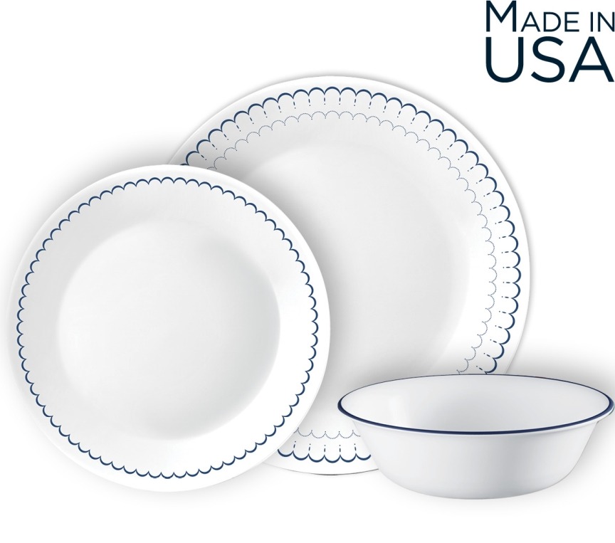 סט 18 חלקים, Caspian  מבית Corning Corelle תוצרת ארצות הברית