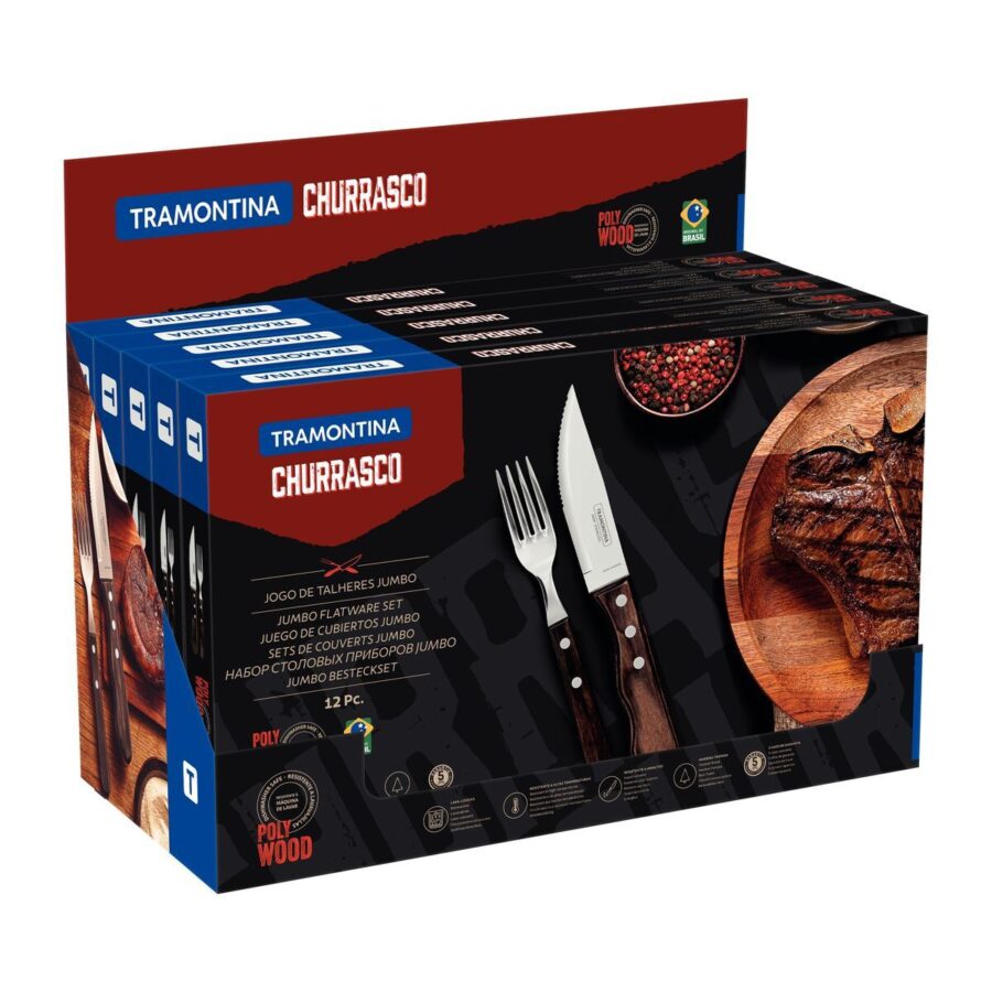 סט סכו"ם 12 חלקים Tramontina Polywood Jumbo   Espresso