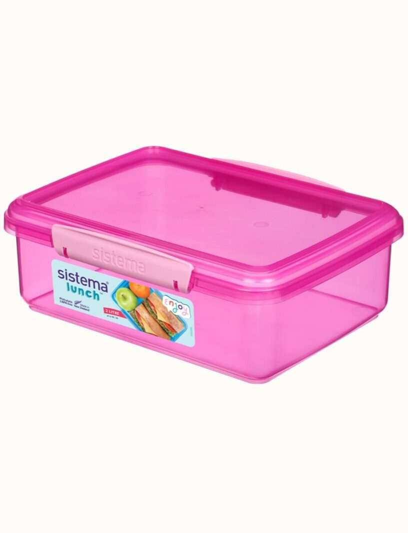 קופסת אוכל מלבנית 2 ליטר צבע ורוד SISTEMA