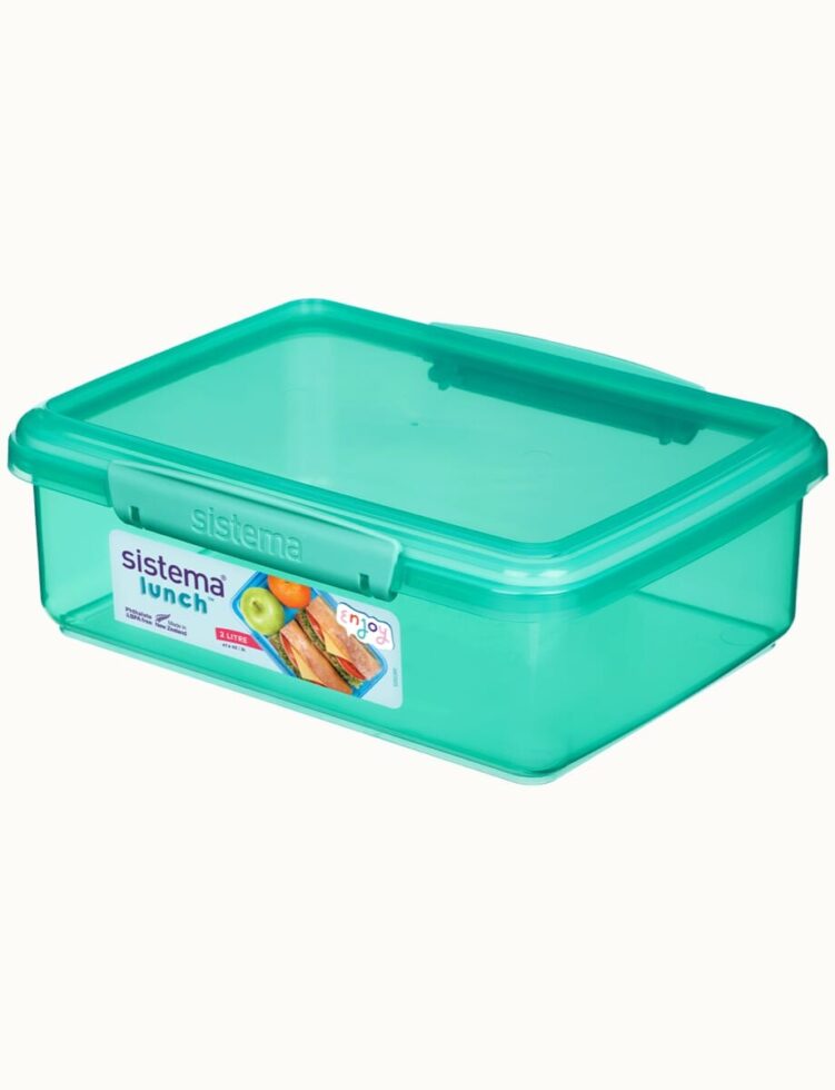 קופסת אוכל מלבנית 2 ליטר צבע טורקיז SISTEMA