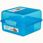 קופסת אוכל מרובעת מחולקת 1.4  ל’ צבע כחול מבית Sistema+מדבקת שם מעוצבת מתנה!
