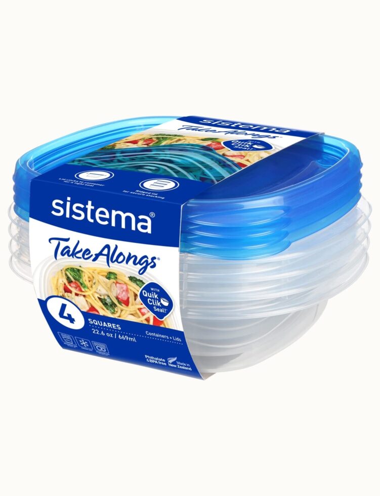מארז 4 אחסוניות מרובעות 669 מ”ל SISTEMA