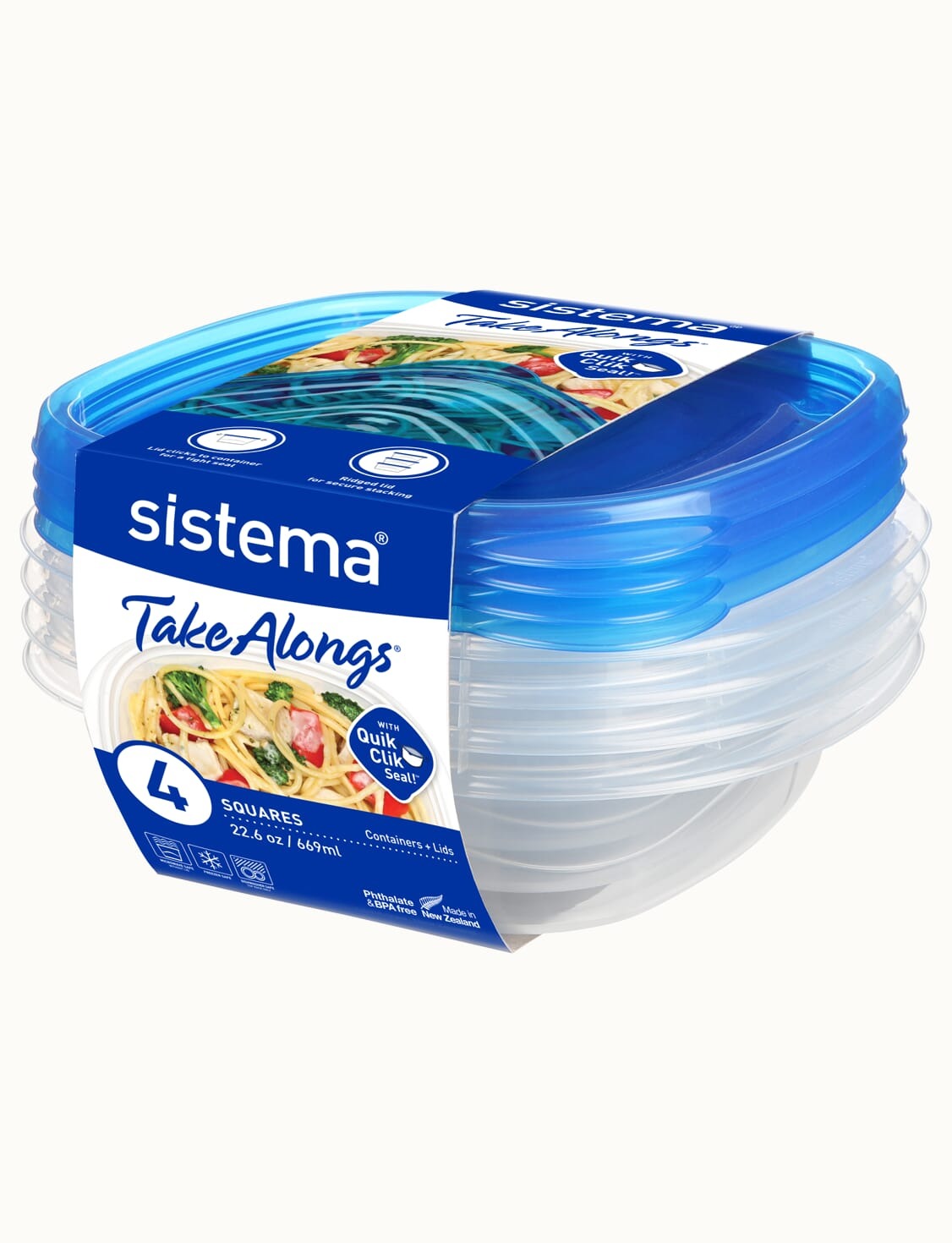 מארז 4 אחסוניות מרובעות 669 מ”ל SISTEMA