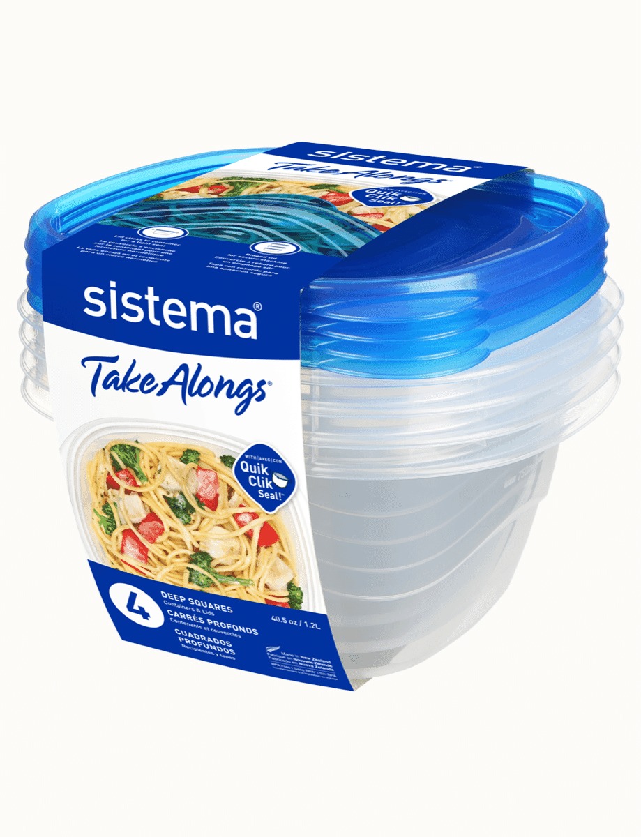 מארז 4 אחסוניות מרובעות גבוהות 1.2 ליטר SISTEMA
