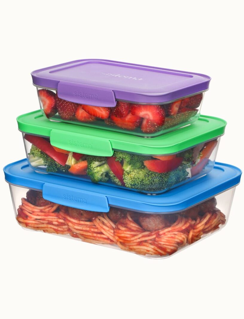 סט 3 קופסאות אחסון Nest It מבית Sistema נפחים - 600 מ'ל, 1 ליטר, 1.5 ליטר