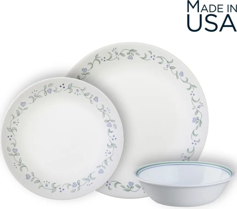 סט צלחות 12 חלקים, Country Cottage מבית Corning Corelle תוצרת ארצות הברית
