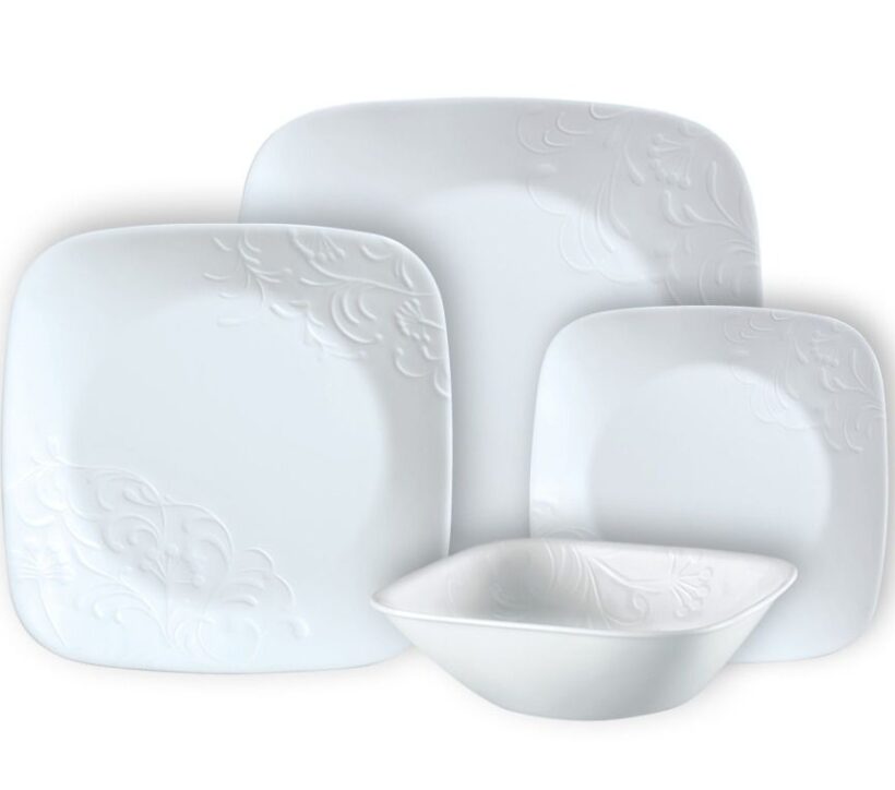 סט צלחות 16 חלקים, Cherish מבית Corning Corelle תוצרת ארצות הברית