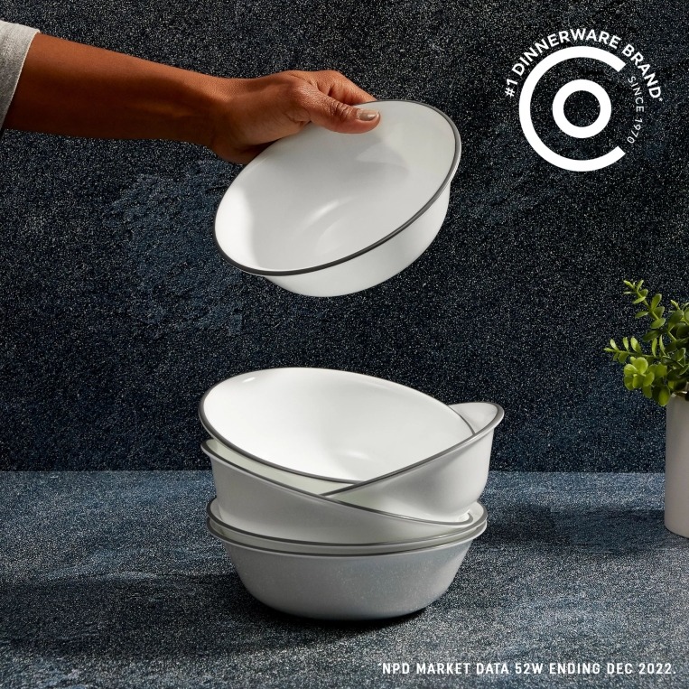 בול מרק 532 מ"ל, פס אפור Veranda מבית Corning Corelle תוצרת ארצות הברית