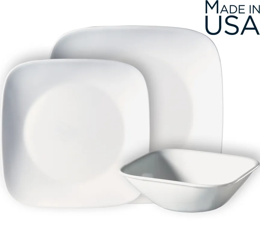 סט 12 חלקים, Pure White  מבית Corning Corelle תוצרת ארצות הברית