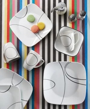 צלחת מנה ראשונה 23 ס"מ, Simple Lines מבית Corning Corelle תוצרת ארצות הברית