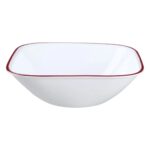 בול למרק מרובע 650 מ”ל פס אדום  מבית Corning Corelle תוצרת ארצות הברית