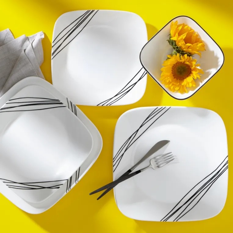 סט 18 חלקים, Simple Sketch מבית Corning Corelle תוצרת ארצות הברית