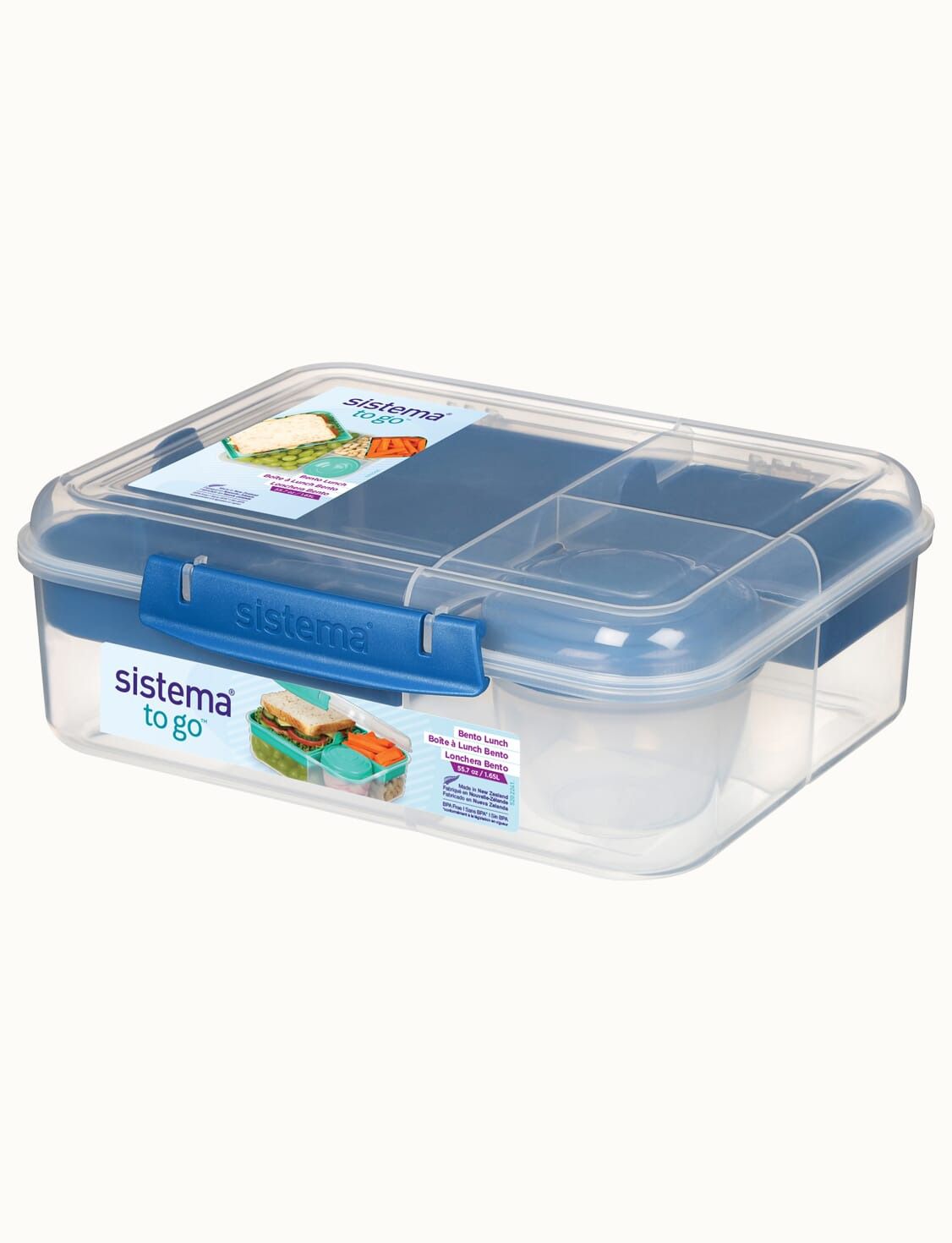 קופסת אוכל מחולקת 1.65 ליטר צבע כחול SISTEMA