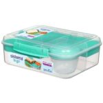 קופסת אוכל מחולקת 1.65 ליטר צבע טורקיז-שקוף SISTEMA