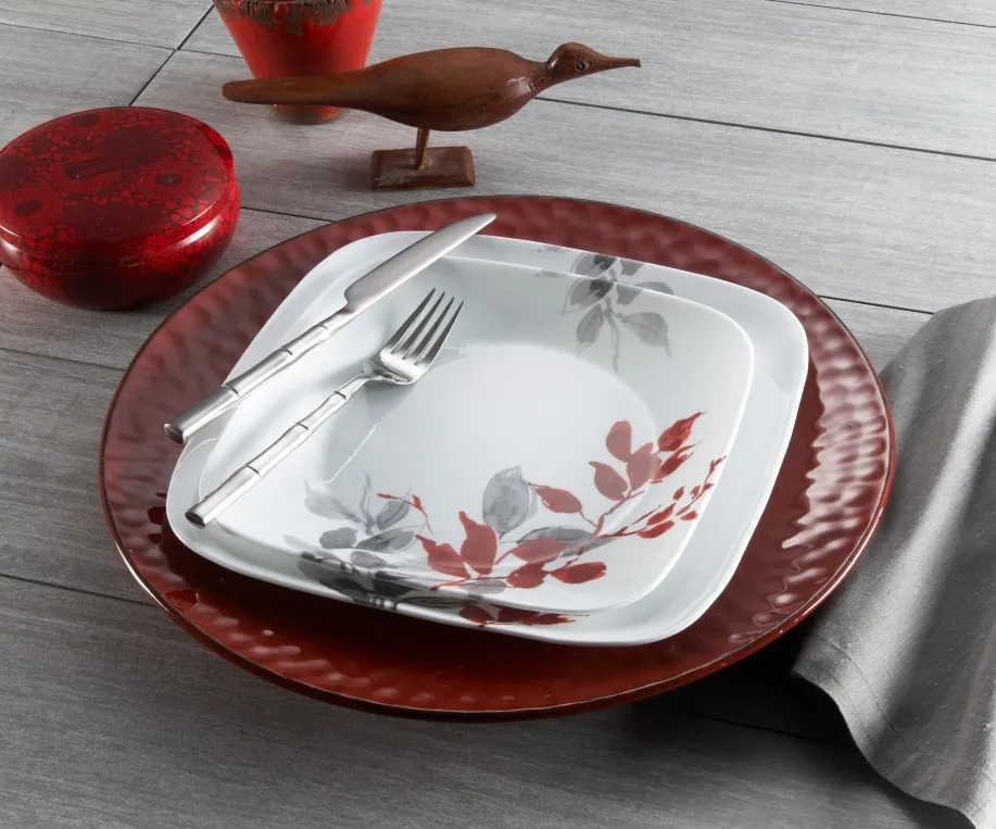 צלחת מנה ראשונה 23 ס"מ  Kyoto Leaves קורנינג, תוצרת ארה"ב