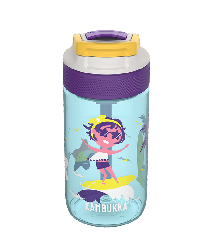 בקבוק שתיה ילדים 400 מ"ל LAGOON Surf Girl מבית KAMBUKKA +מדבקת שם מעוצבת מתנה