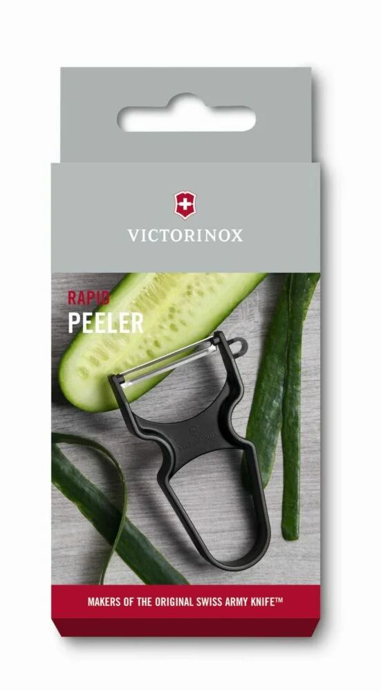 קולפן Rapid שחור – להב חלק תוצרת שוויץ-Victorinox