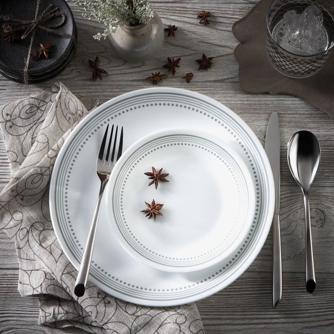 צלחת מנה ראשונה 21.5 ס"מ, Mystic Gray  מבית Corning Corelle תוצרת ארצות הברית