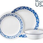 סט 12 חלקים Cobalt Circles מבית Corning Corelle תוצרת ארצות הברית