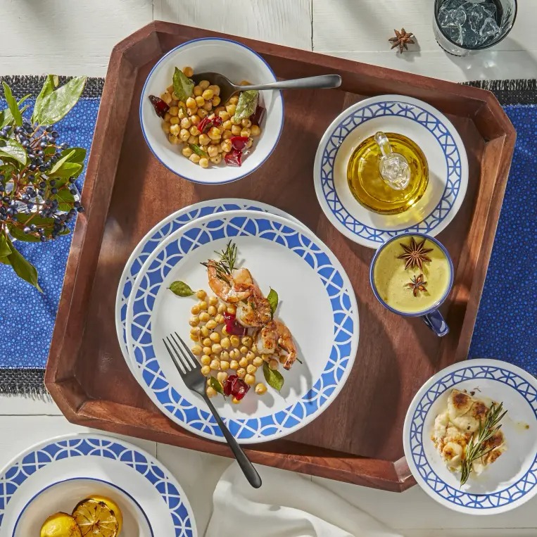 צלחת מנה עיקרית 26 ס"מ, Cobalt Circles קורנינג, תוצרת ארה"ב