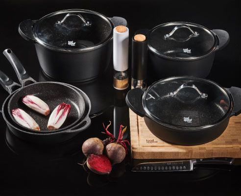 סיר 22 ס"מ גבוה 4.8 ליטר BLACK MARBLE מבית FOOD APPEAL