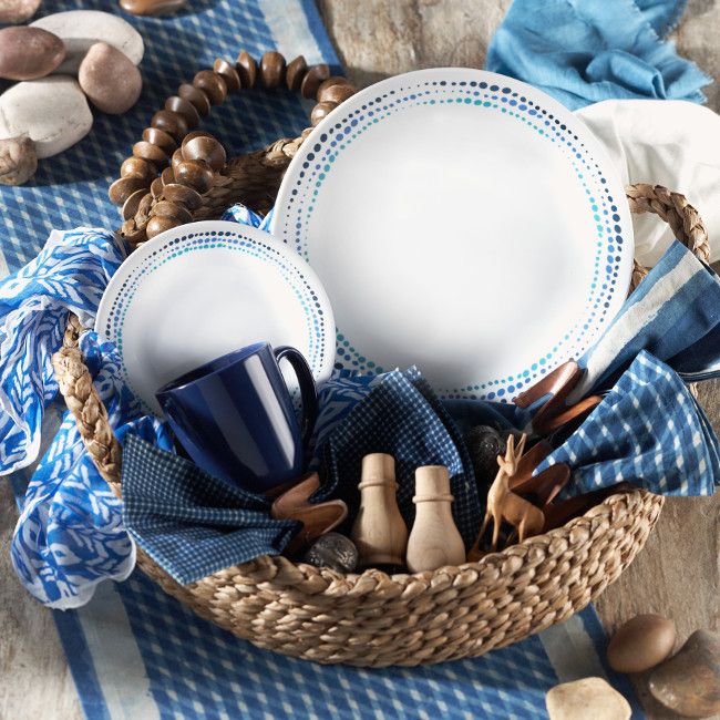 צלחת מנה ראשונה 21.5 ס"מ, Ocean Blues  מבית Corning Corelle תוצרת ארצות הברית
