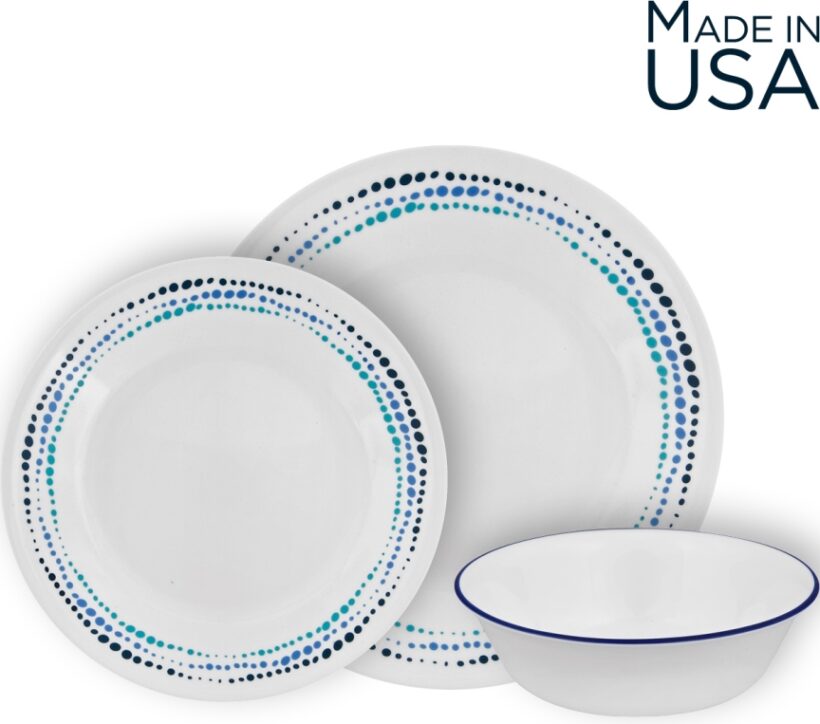 סט 12 חלקים, Ocean Blues     מבית Corning Corelle תוצרת ארצות הברית