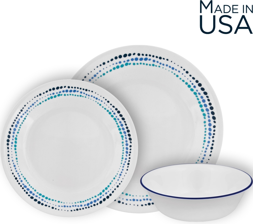 סט 12 חלקים, Ocean Blues     מבית Corning Corelle תוצרת ארצות הברית