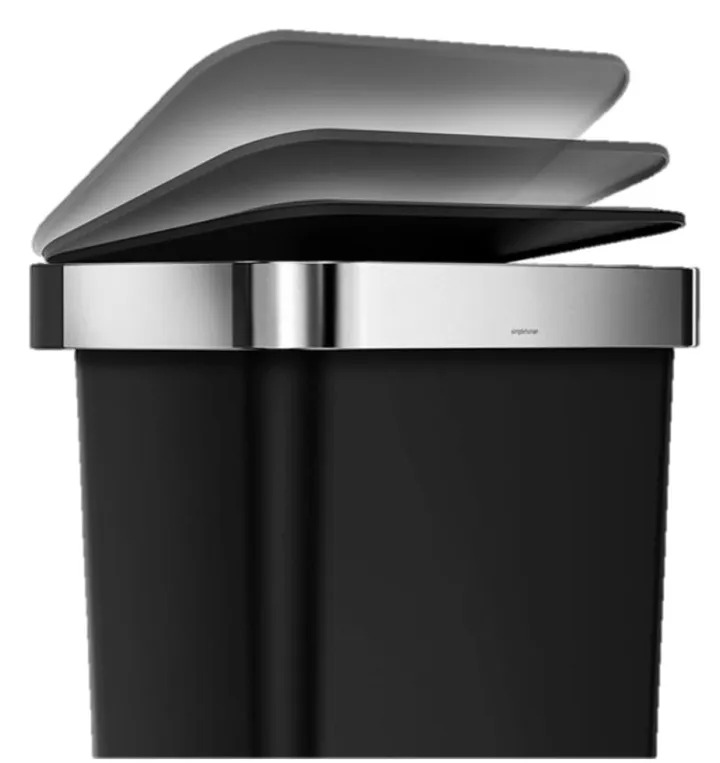 פח פלסטיק דוושה מלבני, שחור 45 ל'- simplehuman
