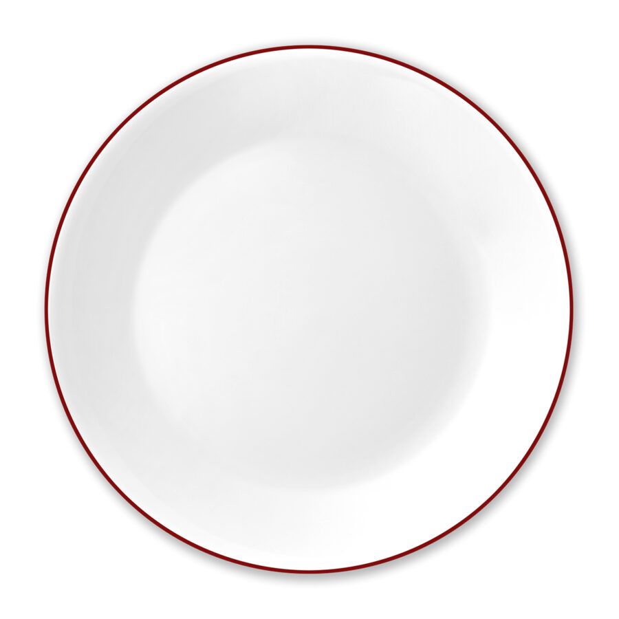 צלחת  מנה עיקרית 26 ס"מ, פס אדום     מבית Corning Corelle תוצרת ארצות הברית